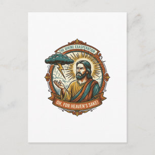 Verärgerter Jesus Dunkle Regenwolke Blitz Wetter H Postkarte