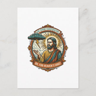 Verärgerter Jesus Dunkle Regenwolke Blitz Wetter H Postkarte