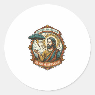 Verärgerter Jesus Dunkle Regenwolke Blitz Wetter H Runder Aufkleber