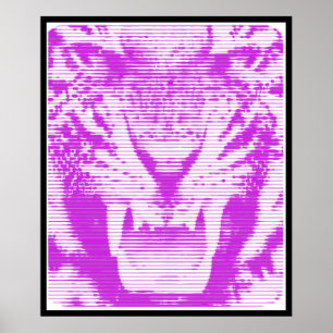 Verärgerter lila Tiger-horizontale Linien Poster
