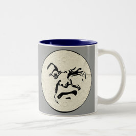 Verärgerter Mann im Mond-Gesicht Zweifarbige Tasse