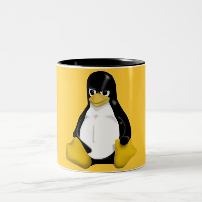 VERÄRGERTER PINGUIN LINUXS TUX ZWEIFARBIGE TASSE (Mittel)
