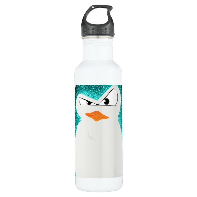 Verärgerter Pinguin teal.png Edelstahlflasche (Vorderseite)