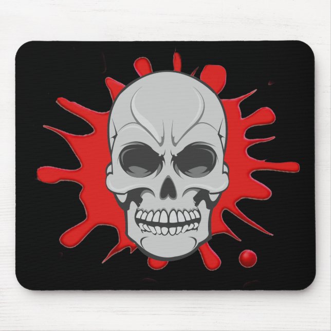 Verärgerter Schädel u. Blut platsch: Mousepad (Vorne)