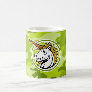 Verärgertes Einhorn; hellgrüne Camouflage, Tarnung Kaffeetasse