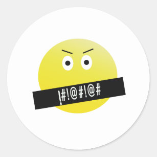 Verärgertes Emoji Runder Aufkleber