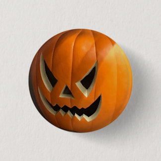 Verärgertes orange und gruseliges Kürbisgesicht Button