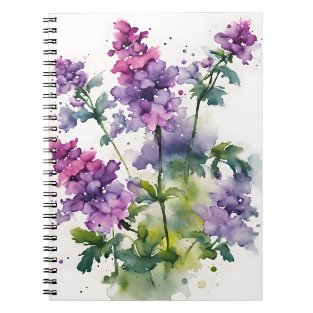 Verbena - Aquarellblumen Notizblock (Vorderseite)