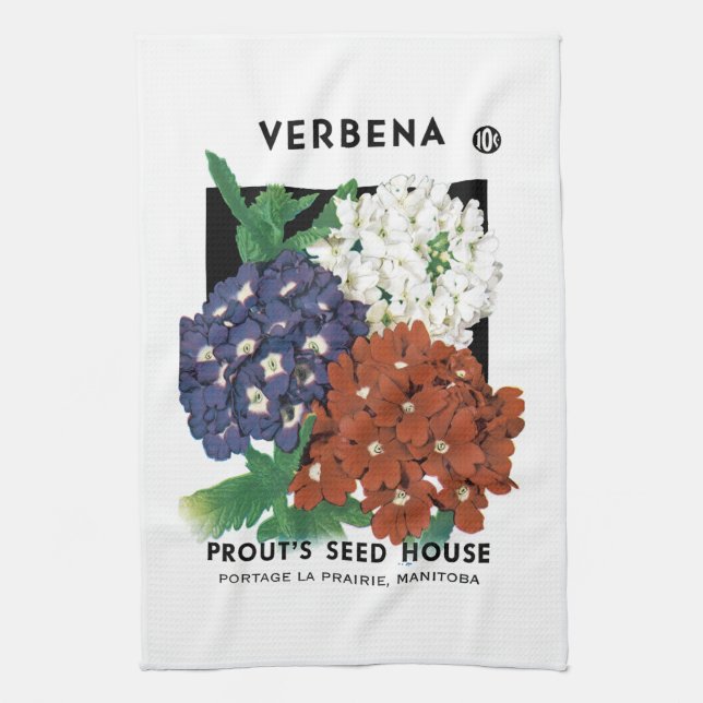 Verbena Seed Packet Label Geschirrtuch (Vertikal)