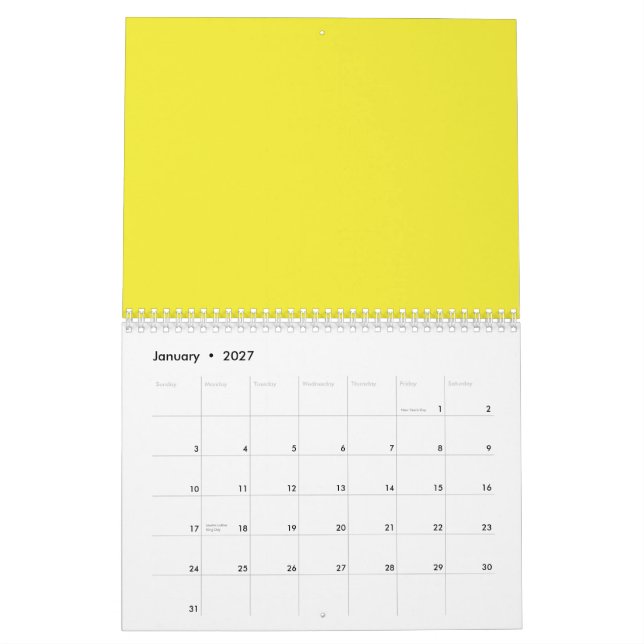 Verbessern Sie Ihr Design mit gelbem Hintergrund Kalender (Jan 2027)