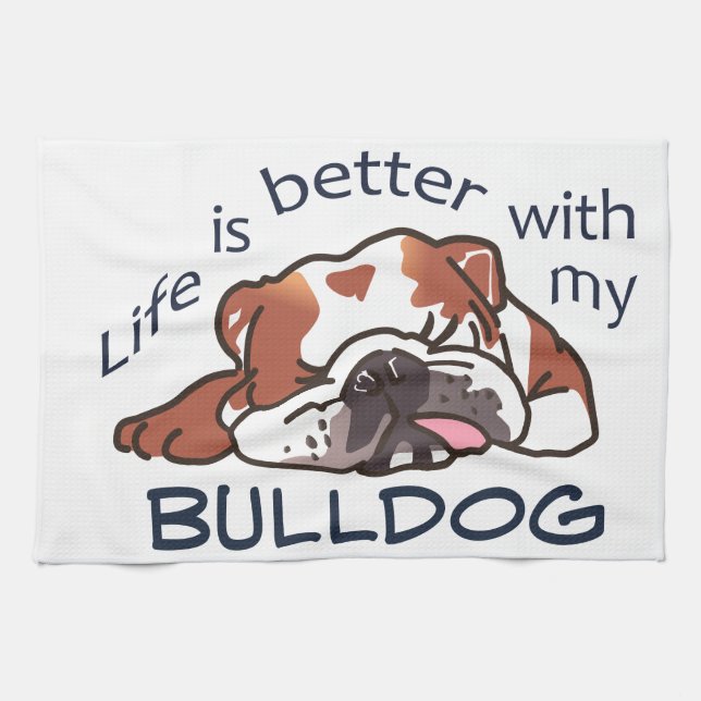Verbessern Sie mit Bulldogge Geschirrtuch (Horizontal)