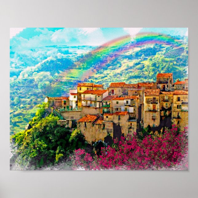 Verbicaro, ein Dorf in Kalabrien Poster (Vorne)