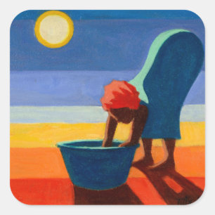 Verbiegende Frau 2005 Quadratischer Aufkleber