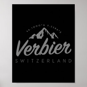 Verbier Bergurlaub Skifahren Schweiz Poster