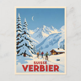 Verbier, Schweiz - Alpenskilauf Postkarte