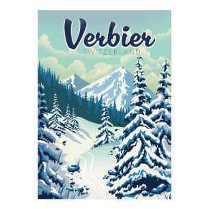 Verbier Schweiz Reiseplakat Fotodruck