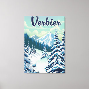 Verbier Schweiz Reiseplakat Leinwanddruck