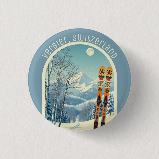Verbier Schweiz Schweiz 4 Vallées Skischmuck Button (Vorderseite)