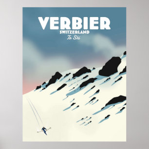 Verbier Schweiz Ski Poster
