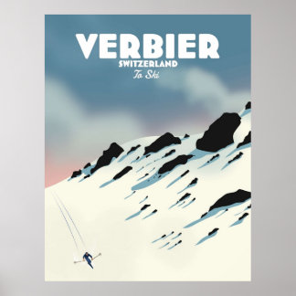 Verbier Schweiz Ski Poster
