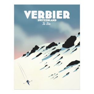 Verbier Schweiz Ski-Poster Kunstdruck. Fotodruck