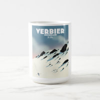 Verbier Schweiz Ski-Poster Kunstdruck.
