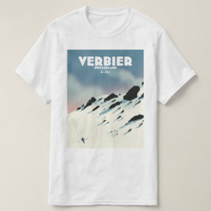 Verbier Schweiz Skireise Poster Kunst druck. T-Shirt