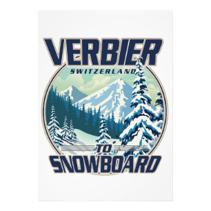Verbier Schweiz Snowboard Reise Logo Fotodruck