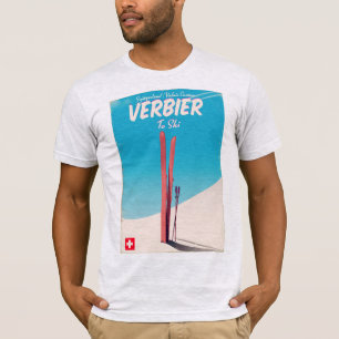 Verbier, Schweiz Vintage-Ski-Reiseplakat. T-Shirt