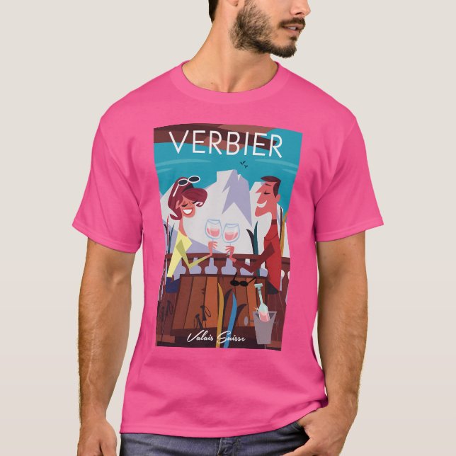 Verbier Ski Poster T-Shirt (Vorderseite)