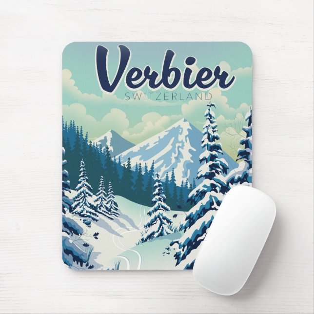 Verbier Switzerland Reiseplakat Mousepad (Mit Mouse)