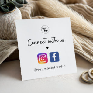 Verbinde dich mit uns Herz Instagram Facebook QR C Quadratische Visitenkarte