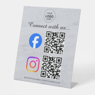 Verbinde dich mit uns Instagram Facebook Social Me Sockelschild