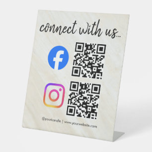 Verbinde dich mit uns Instagram Facebook Social Me Sockelschild