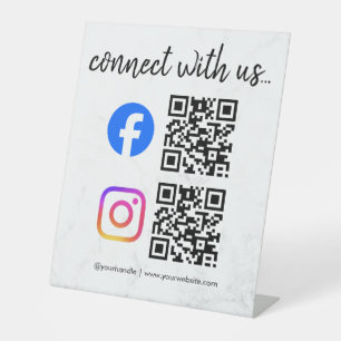 Verbinde dich mit uns Instagram Facebook Social Me Sockelschild