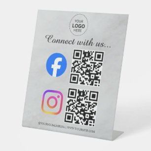 Verbinde dich mit uns Instagram Facebook Social Me Sockelschild