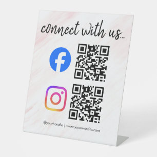 Verbinde dich mit uns Instagram Facebook Social Me Sockelschild