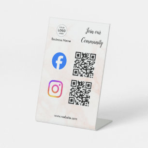 Verbinde dich mit uns Instagram Facebook Social Me Sockelschild