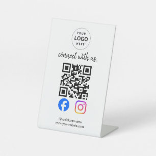 Verbinde dich mit uns Instagram Facebook Social Me Sockelschild
