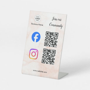Verbinde dich mit uns Instagram Facebook Social Me Sockelschild