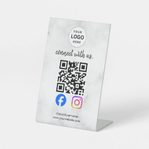 Verbinde dich mit uns Instagram Facebook Social Me Sockelschild