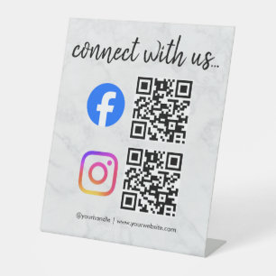 Verbinde dich mit uns Instagram Facebook Social Me Sockelschild