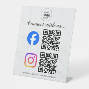Verbinde dich mit uns Instagram Facebook soziale M Sockelschild