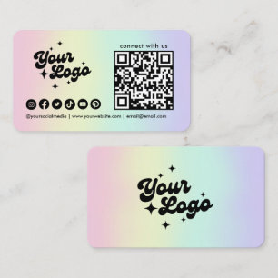 Verbinde dich mit uns Logo Qr Code Holografisch Visitenkarte