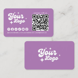 Verbinde dich mit uns Logo Qr Code Lavendel Visitenkarte