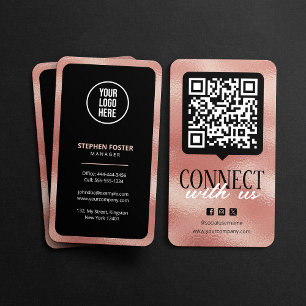 Verbinde dich mit uns QR-Code Social Media Roségol Visitenkarte