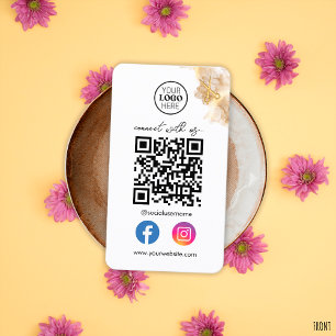 Verbinde dich mit uns Social Media QR Code Goldene Visitenkarte