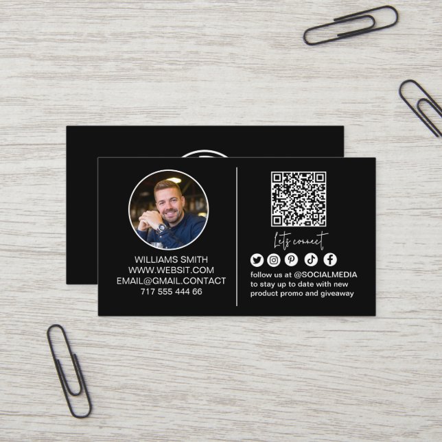 Verbinde dich mit uns Social Media Qr Code Logo Ge Visitenkarte (Vorderseite/Rückseite Beispiel)