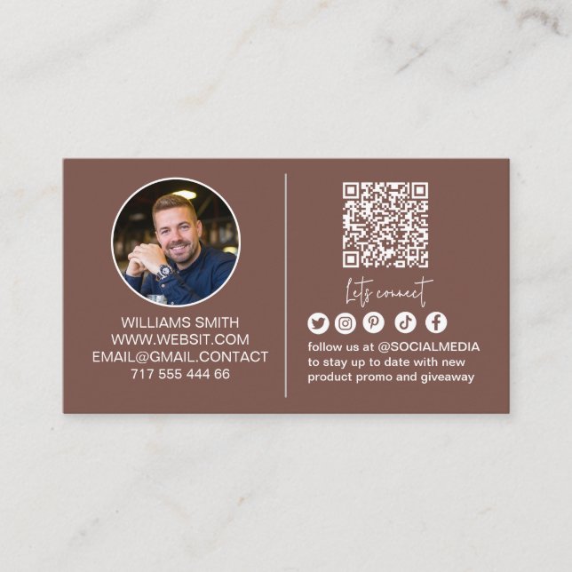 Verbinde dich mit uns Social Media Qr Code Logo Ge Visitenkarte (Vorderseite)