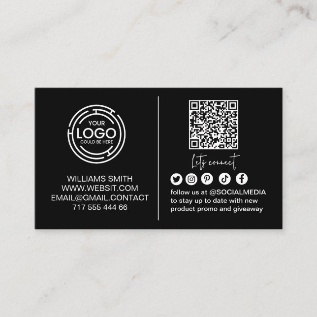 Verbinde dich mit uns Social Media Qr Code Logo Ge Visitenkarte (Vorderseite)
